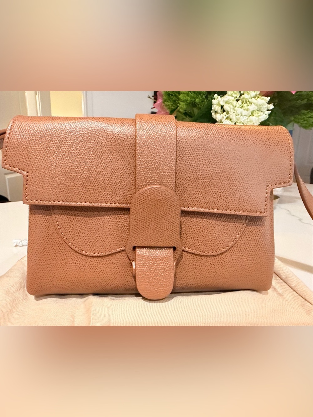 Senreve Pebbled Leather Crossbody in Tan